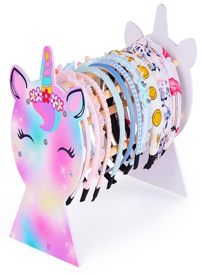 Basumee Girls Headband Holder Organizer Hair Hoop Headband Display Stand Unicorn Hairband Stand Organizer Headband Storage Home Room Decors for Girls, Purple Green Yellow - Image 1